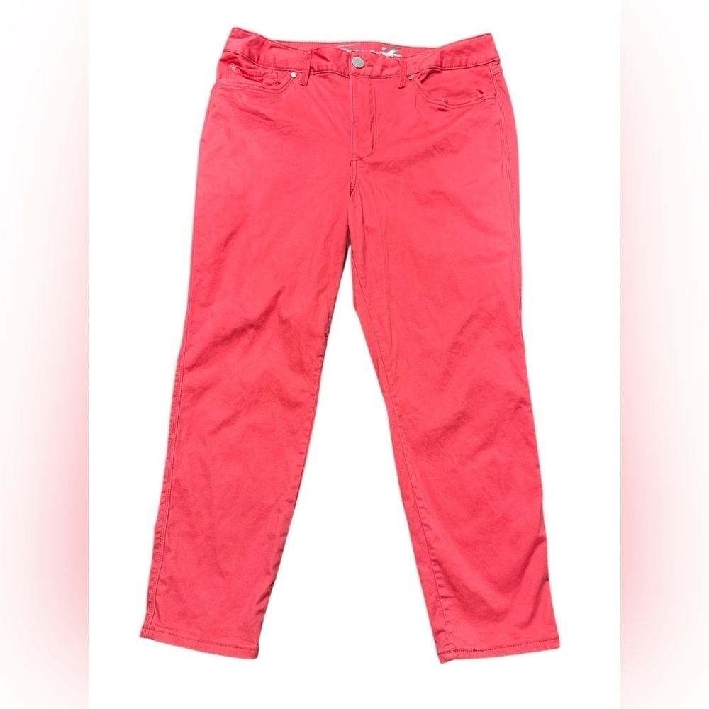 Seven7 High Rise Skinny Crop Stretch Womens Jeans Size 14 Coral Pink